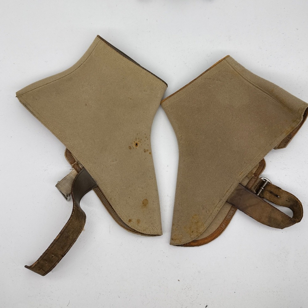 Antique Vintage Spats Gaiters Lot 4 Pairs 1 Single Wool Canvas Leather England - Picture 11 of 14